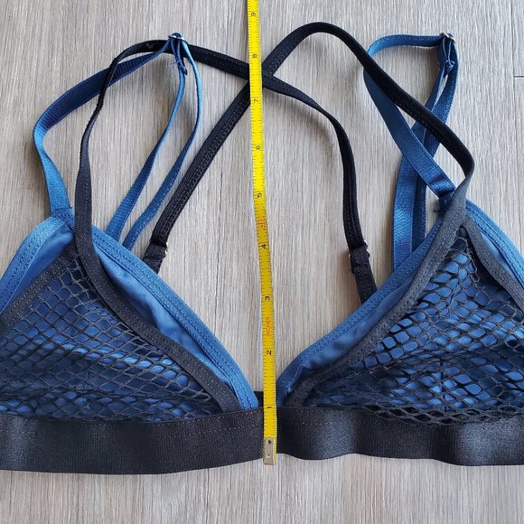 Urban Outfitters Out From Under Blue and Black Triangle Strappy Mesh bralette - Picture 8 of 9